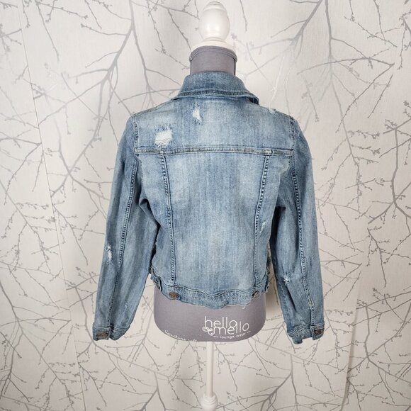 Torrid Light Wash Destructed Denim Trucker Jacket - Picture 3 of 7